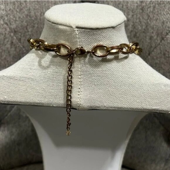 Elegant Bib Style Stone & Teardrop Glass Beaded Bronze Necklace - Picture 5 of 5